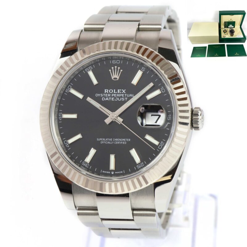2022 Rolex Datejust 126334 41MM Black Fluted Oyster Box Papers