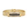 Black Onyx Inlay And Diamond 14K Yellow Gold Chain Link Men's Bracelet 8”
