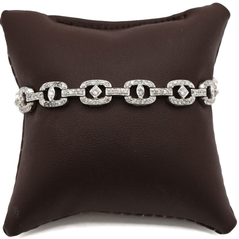 Diamond Pave Mariner Link 18K White Gold Women’s Link Bracelet