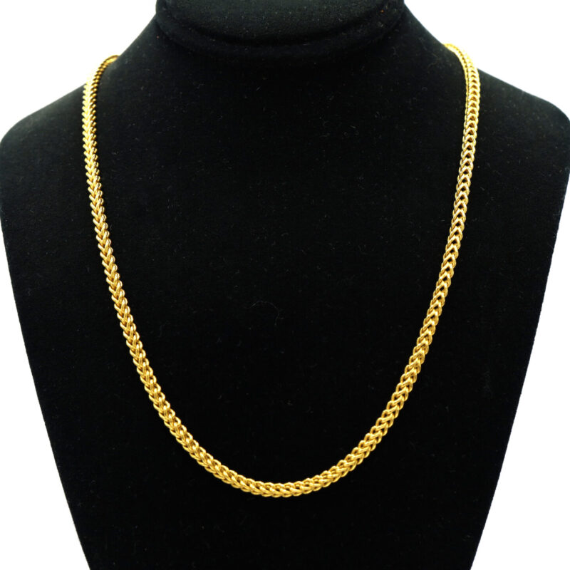 Solid Box Franco Link Chain 23K Yellow Gold Men’s Unisex Necklace 45.5G 30”