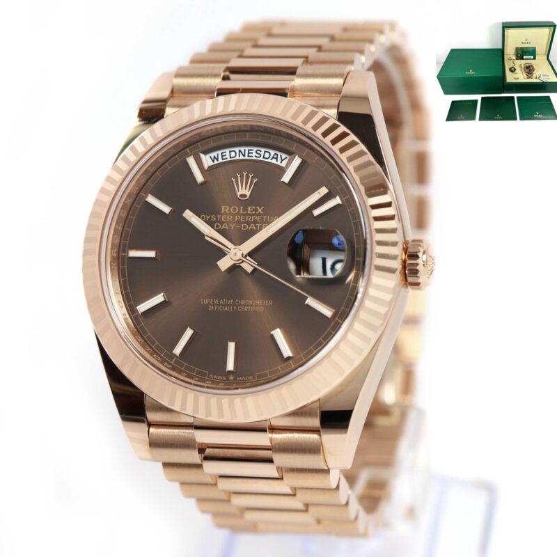 2025 Rolex Day-Date President 228235 40MM Chocolate Rose Gold Box Papers