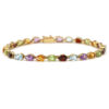 Pear Gemstone Multi-Color Semi Precious 14K Yellow Gold Tennis Bracelet 7”