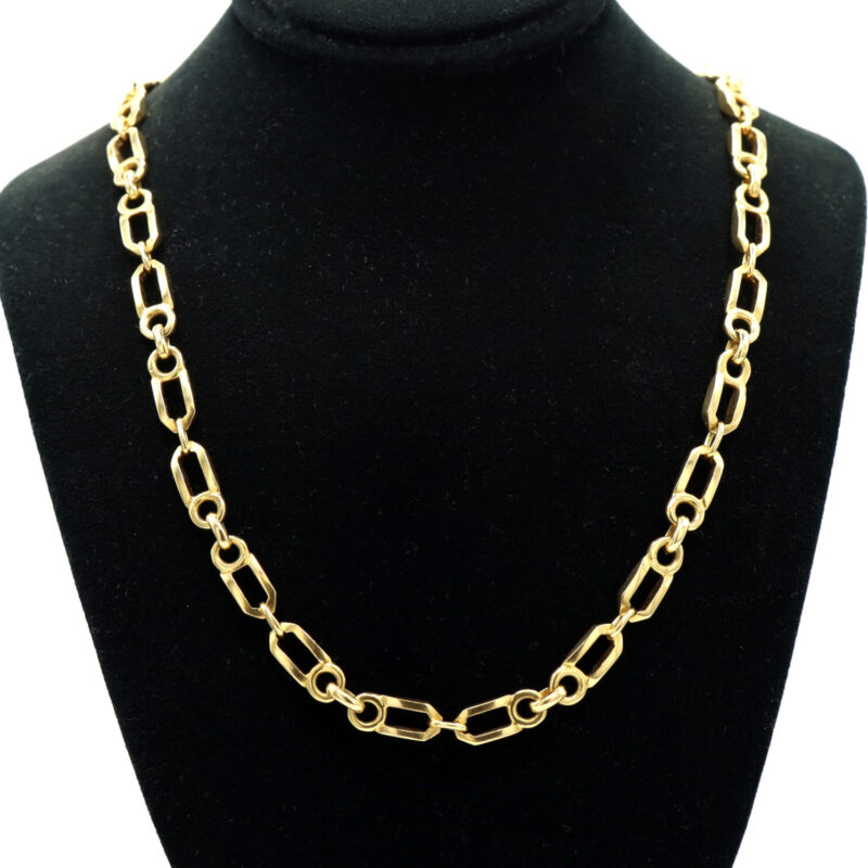 Unique Link Chain Necklace No Clasp 18K Yellow Gold 30” 64.2G
