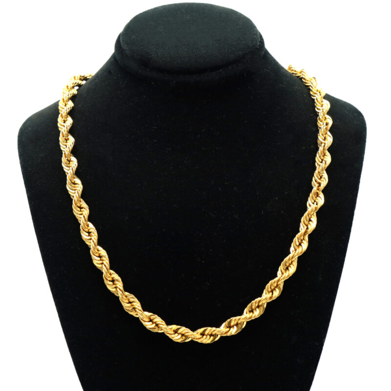 Thick Rope 22K Yellow Gold Hollow Link Chain Men’s Unisex Necklace 21.5” 21.4G