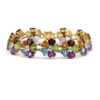 Cluster Flower Pear Gemstone Multi-Color Semi Precious 14K Yellow Gold Bracelet 7.25”