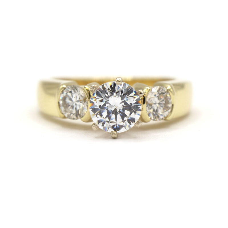 Diamond Past Present Future Round Semi-Mount 14K Yellow Gold Engagement Ring