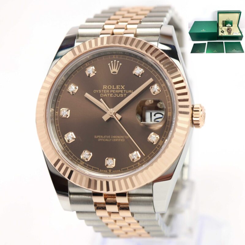 New Rolex Datejust 126331 41MM Chocolate Diamond 18K Rg Two-Tone Jubilee B/p