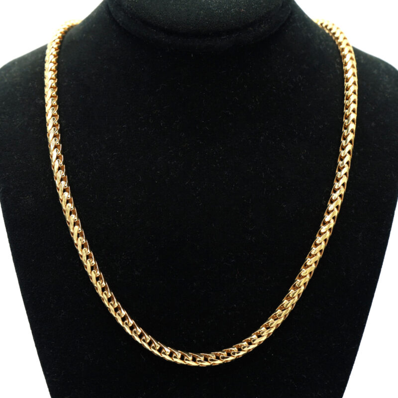 Solid Franco Wheat Link 18K Yellow Gold Men’s Chain Necklace 66G 26”