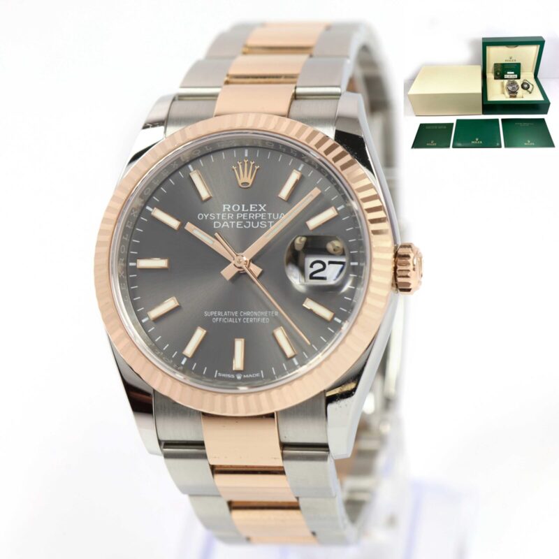 2023 Rolex Datejust 126231 36MM Rhodium 18K Rg Two-Tone Oyster Box Papers