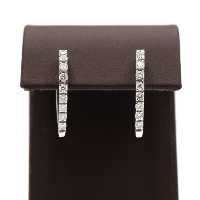 .75CT Diamond Raw Heart Shape Huggie Hoop 18K White Gold Women’s Earrings