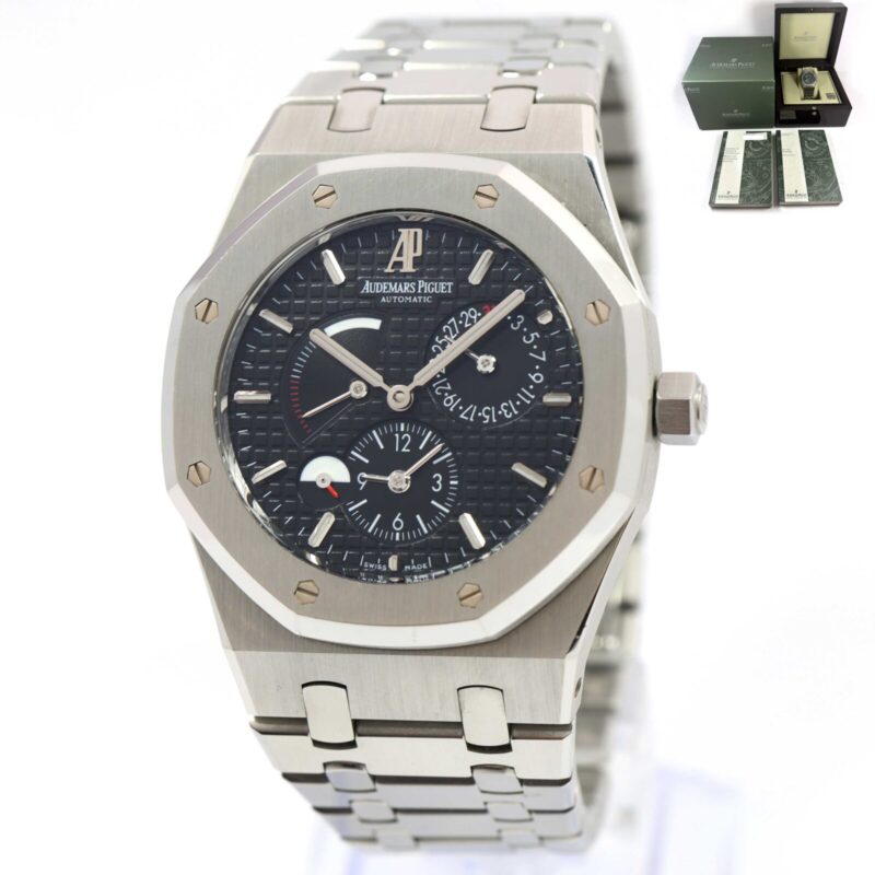 2008 Audemars Piguet Royal Oak Dual Time 26120ST 39MM Black Dial Box Papers