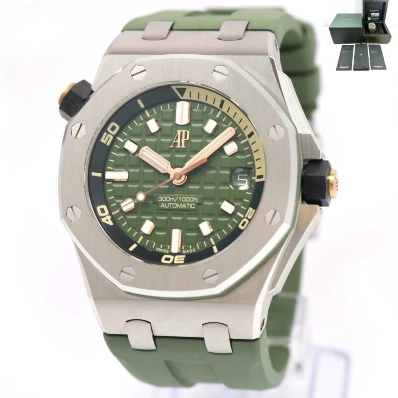 Audemars Piguet Royal Oak Offshore Diver 15720ST 42MM Khaki Green Box Papers