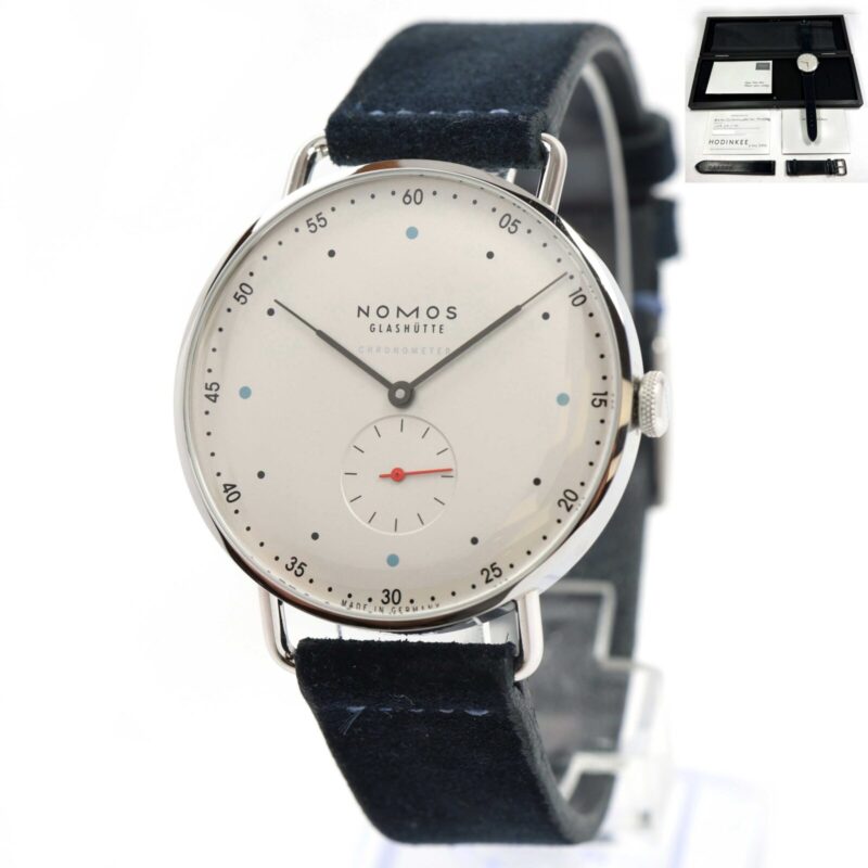 Nomos Glashütte Metro Chronometer Hodinkee 38.5MM White Dial Steel Box Papers