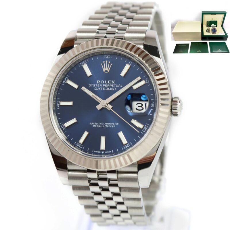 2021 Rolex Datejust 126334 41MM Blue Dial Fluted Jubilee Box Papers