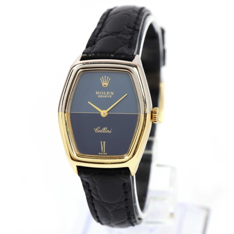 1976 Ladies Rolex Cellini Hexagonal 4106 18K Yellow Gold Two-Tone Blue Dial