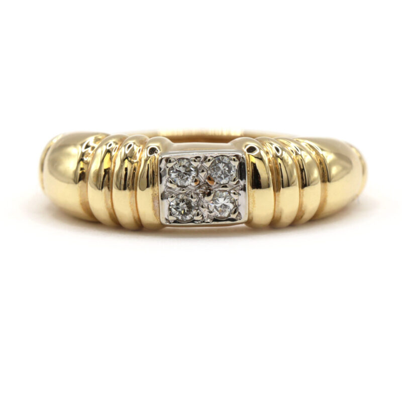 Diamond Stacking 14K Yellow Gold Unique Textured Bubble Retro Women’s Ring