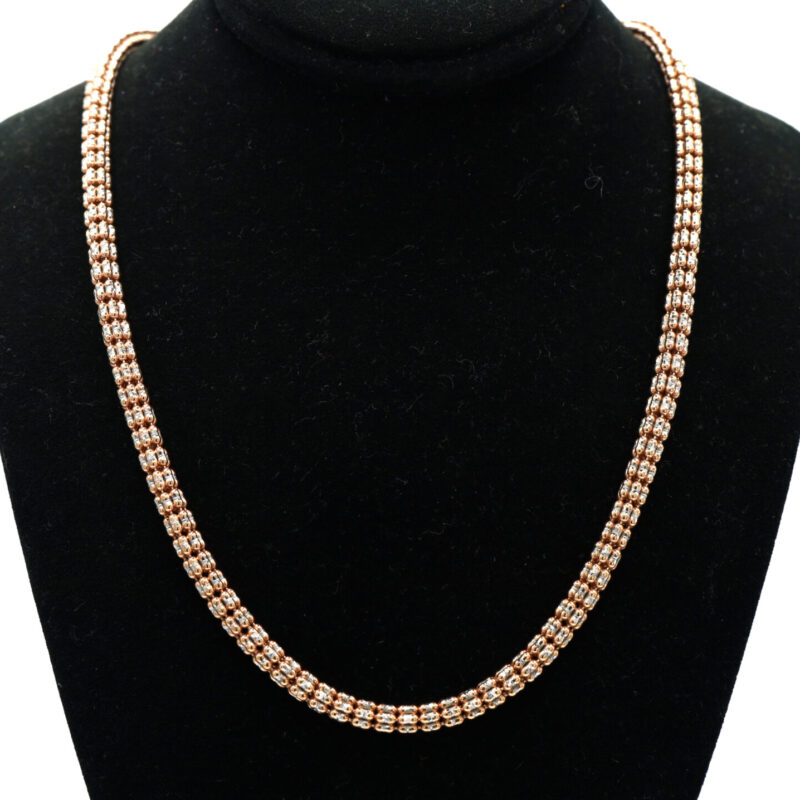 10K Rose White Gold Twotone Ice Link Diamond Cut Men’s Chain Necklace 31G 26”