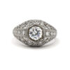 Platinum Diamond And Center Cz Antique Style Statement Ring