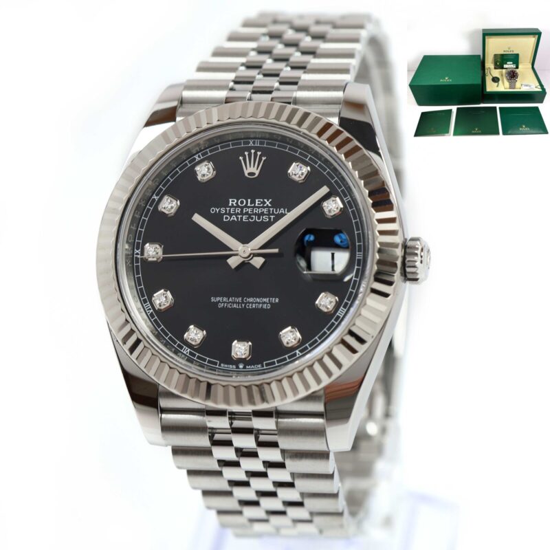 2025 Rolex Datejust 126334 Black Diamond Dial Fluted Jubilee Box Papers