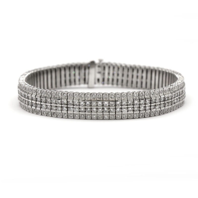 16CT Diamond Row Tennis 18K White Gold Men’s Unisex Statement Bracelet 8.5”