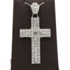 Large Natural Diamond 4CT Cross Christian Pendant Pave 14K White Gold Necklace