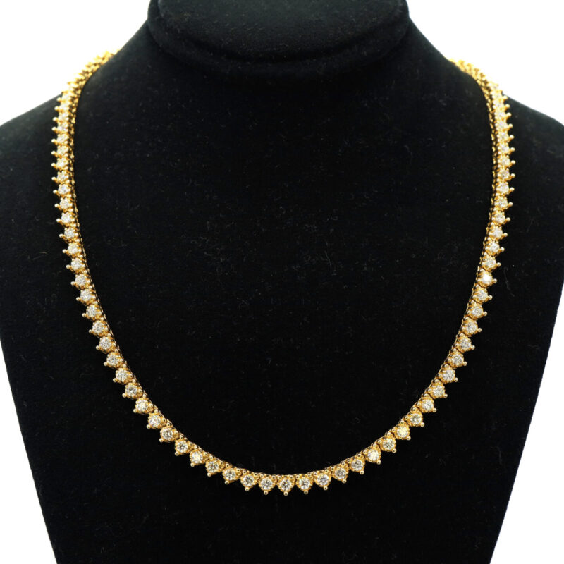 Tennis Necklace 7CT Natural Diamond 14K Yellow Gold Women’s Necklace 20”