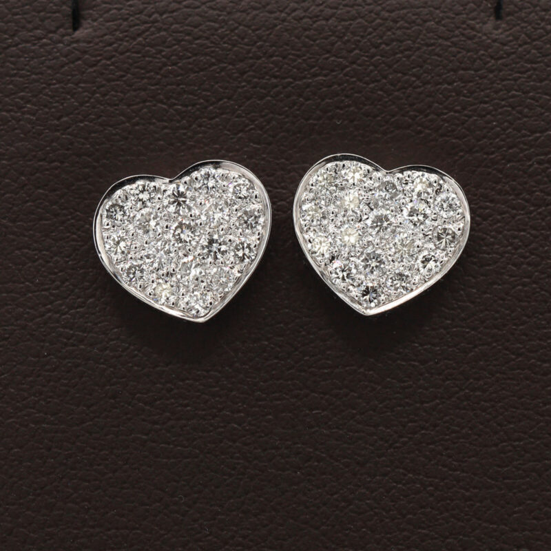 Heart Pave Diamond 18K White Gold Studs Women’s Earrings