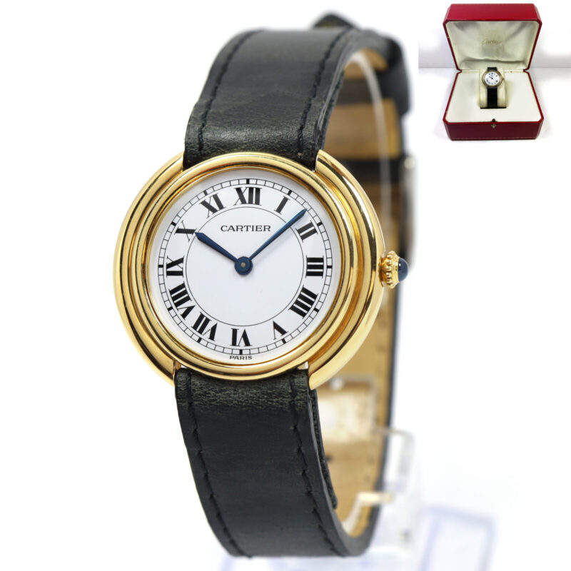 Cartier Vendome 78090 33MM White Paris Dial 18K Yellow Gold Box