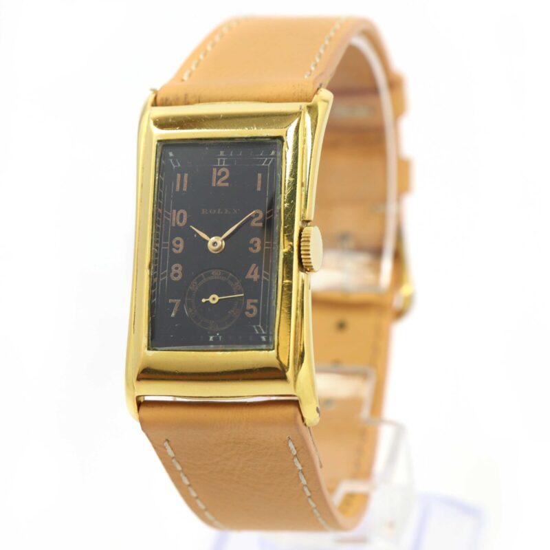 Vintage Rolex Prince 2771 24MM 18K Yellow Gold Black Dial