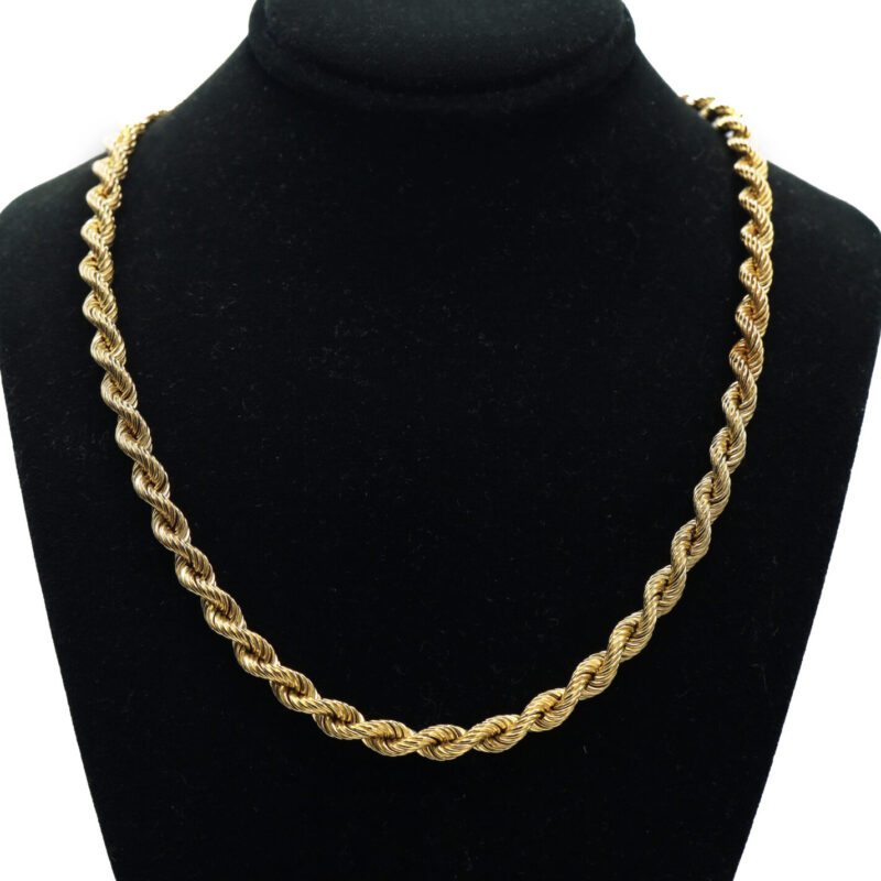 Rope Hollow Link 18K Yellow Gold Chain Men’s Necklace 14.5G 24”