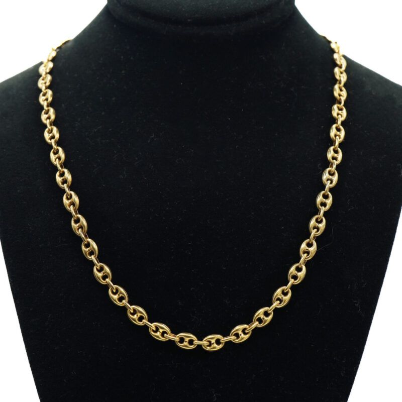 Solid Mariner Anchor Puffed Link 18K Yellow Gold Chain Men’s Necklace 14.8G 20”