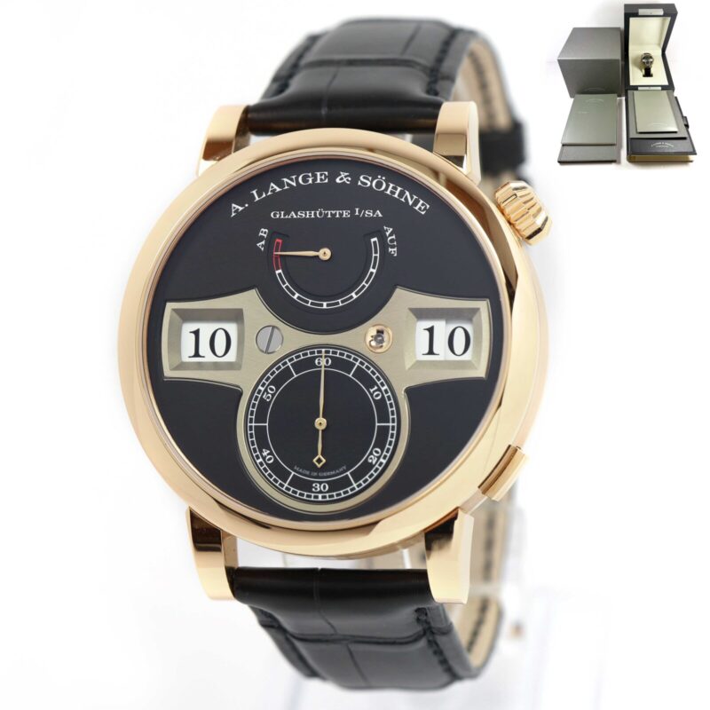 New A. Lange & Söhne Zeitwerk 142.031 41MM 18K Rose Gold Black Box Papers