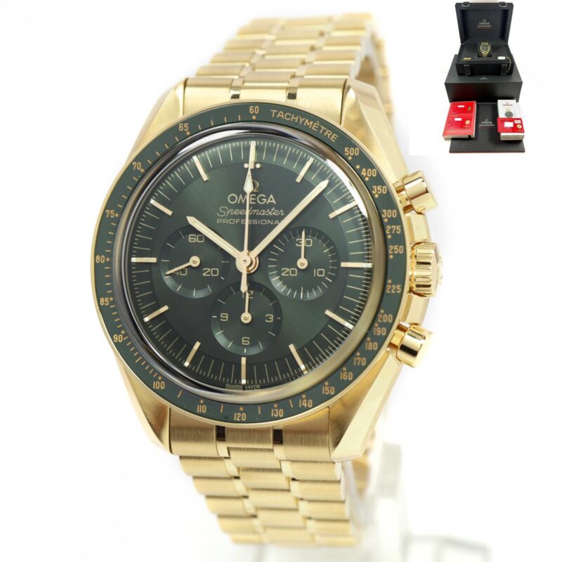 2023 Omega Speedmaster Moonshine 310.60.42.50.10.001 42MM Green 18K Yg Box Paper
