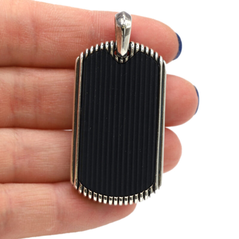 David Yurman Sterling Silver 925 Rubber Dog Tag Men’s Pendant Necklace