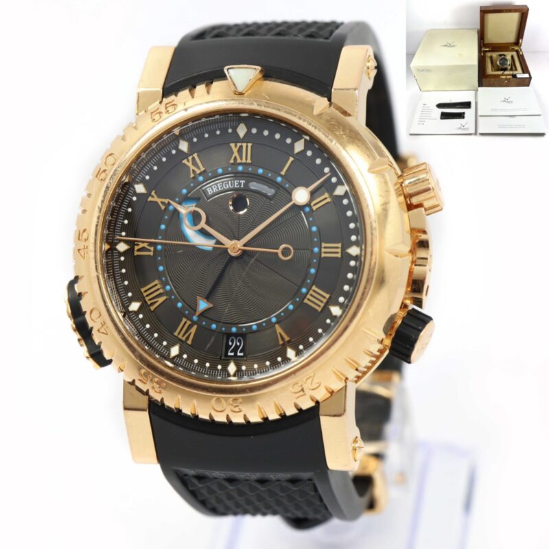 Breguet Marine Royale Alarm 5847BR/Z2/5ZV 45MM Black 18K Rg Box Papers