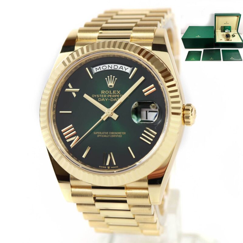 New 2025 Rolex Day-Date President 228238 40MM Green Ombre 18K Yg Box Papers