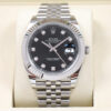 New 2025 Rolex Datejust 126334 Black Diamond Dial Fluted Jubilee Box Papers