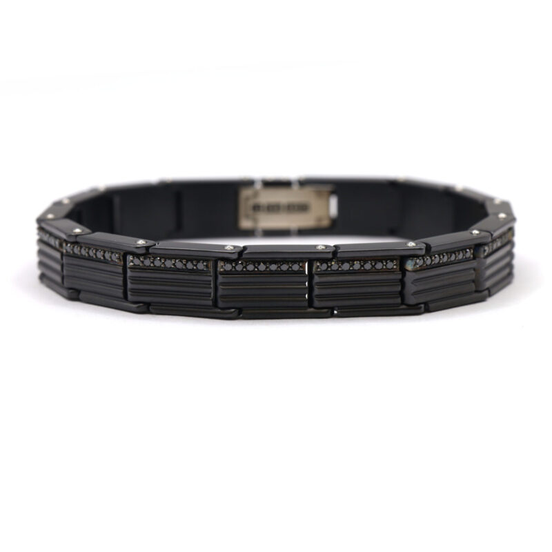 David Yurman Black Diamond Row Sterling Silver 925 Link Men's Bracelet