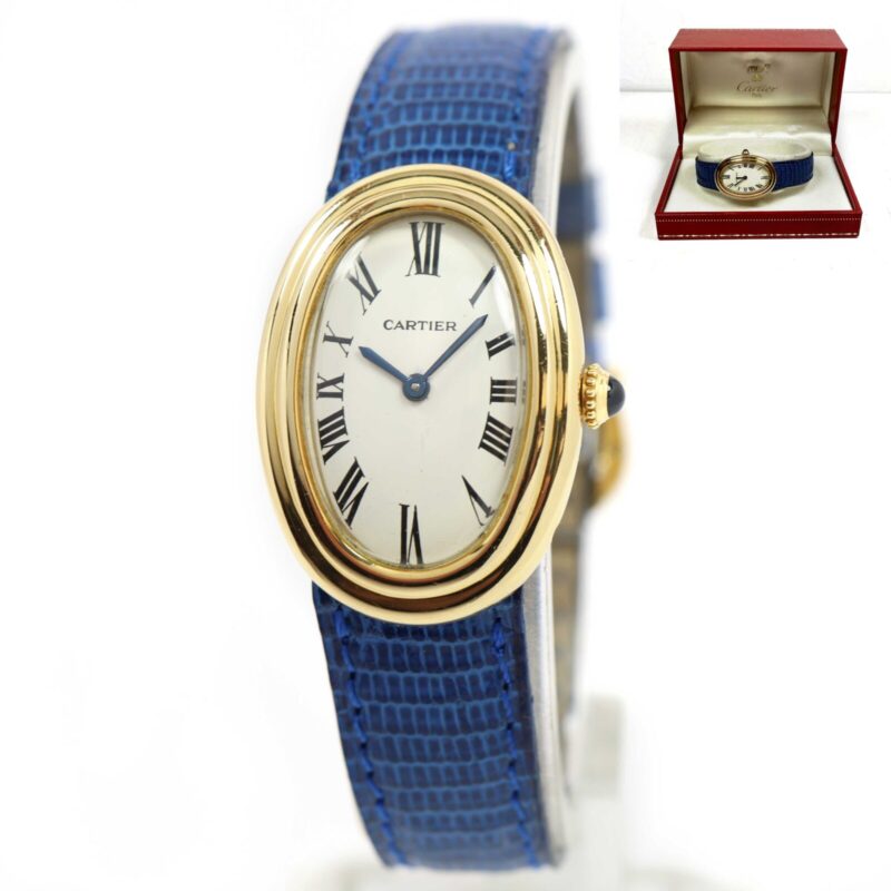 Cartier Baignoire 78094 22MM White Paris Dial 18K Yellow Gold