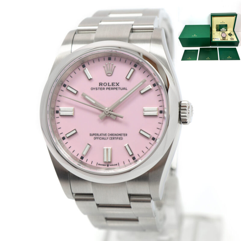 New 2025 Rolex Oyster Perpetual 36 126000 36MM Candy Pink Steel Box Papers