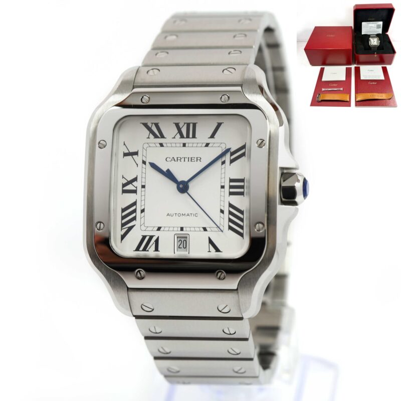 2022 Cartier Santos Large Model WSSA0018 39MM Silver Dial Box Papers