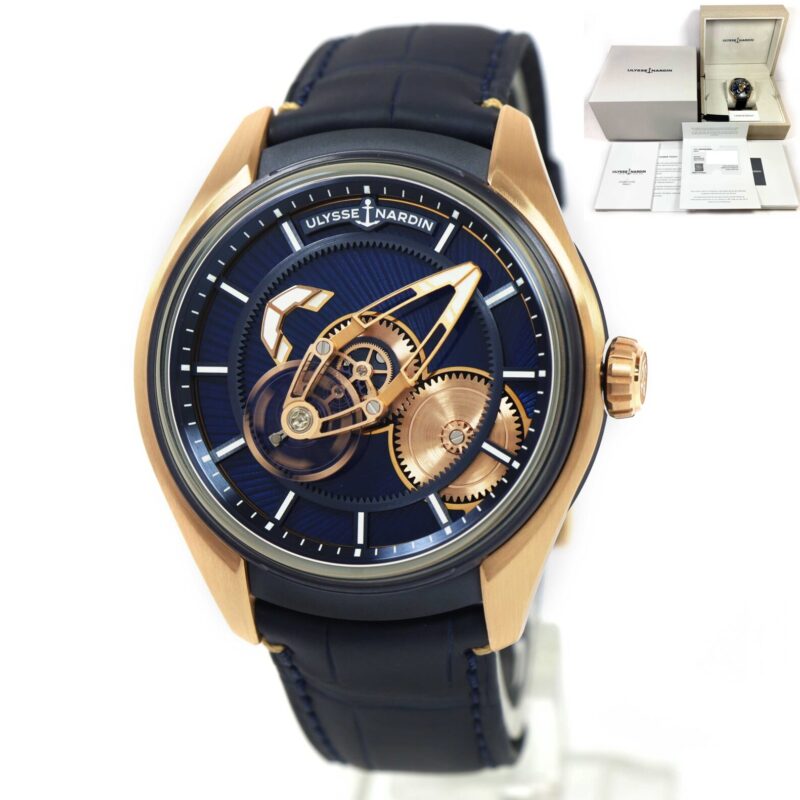 New Ulysse Nardin Freak X 2305-270LE Blue Enamel Rose Gold Box Papers