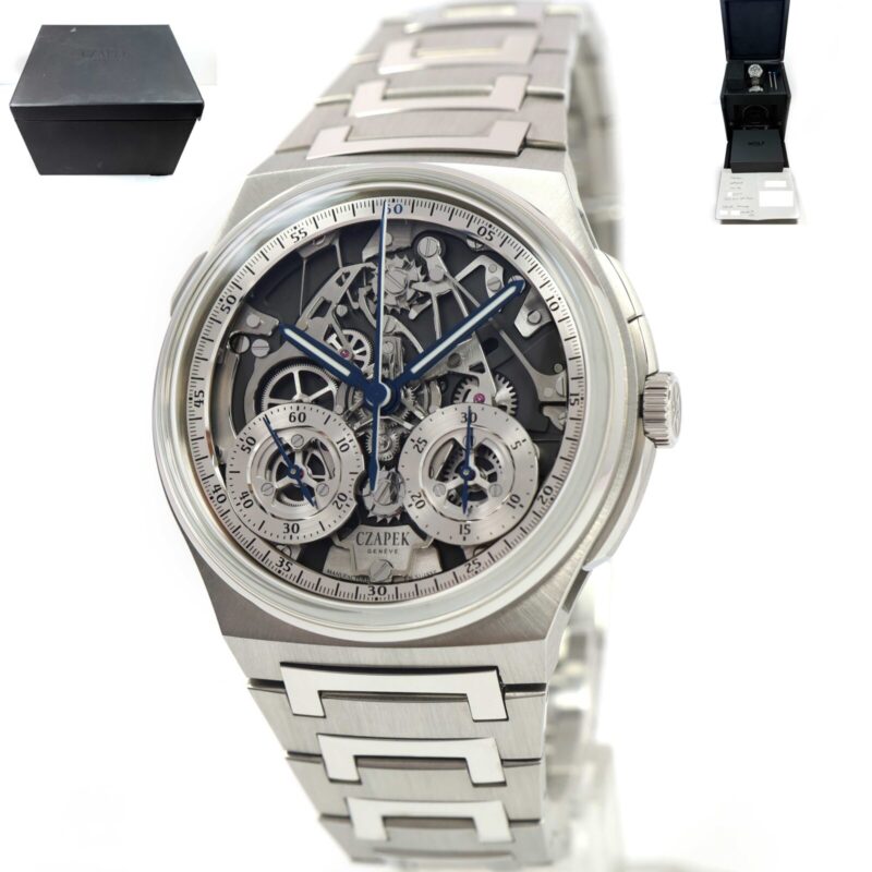 2022 Czapek Antarctique Rattrapante 42.5MM Skeleton Silver Grey Dial Box Papers