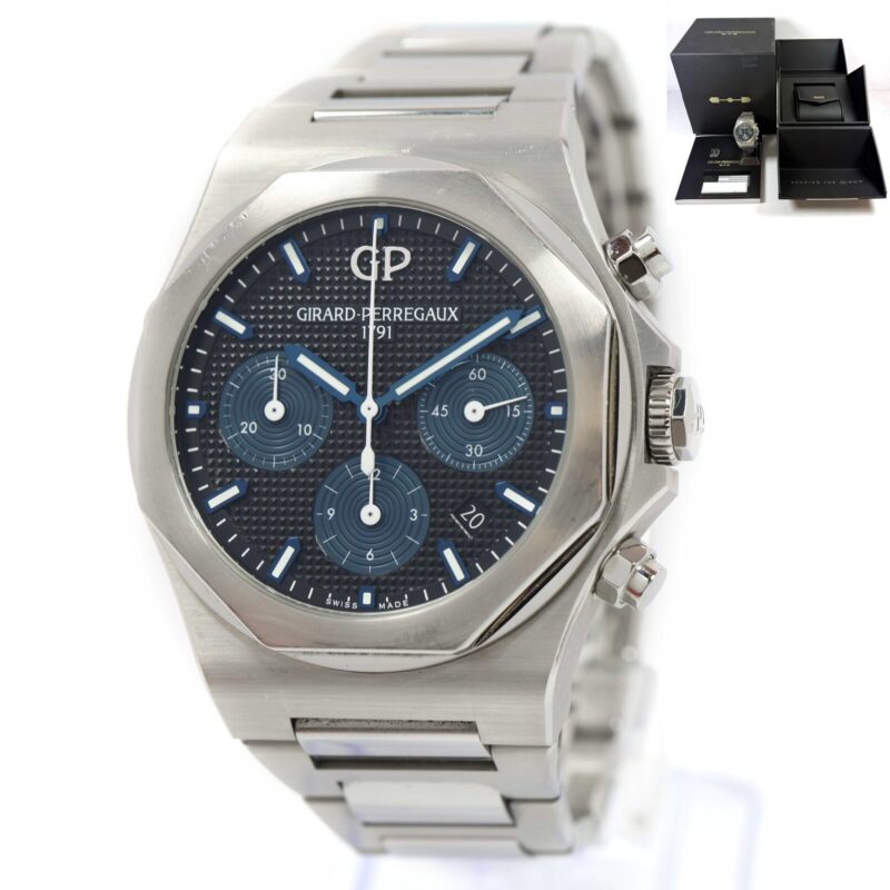 Girard Perregaux Laureato Chronograph 81020 42MM Black Dial Box Papers
