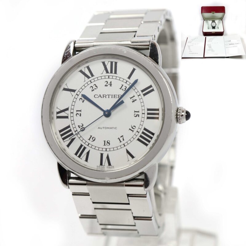 2017 Cartier Ronde Solo De Cartier 3939 36MM White Dial Steel Box Papers
