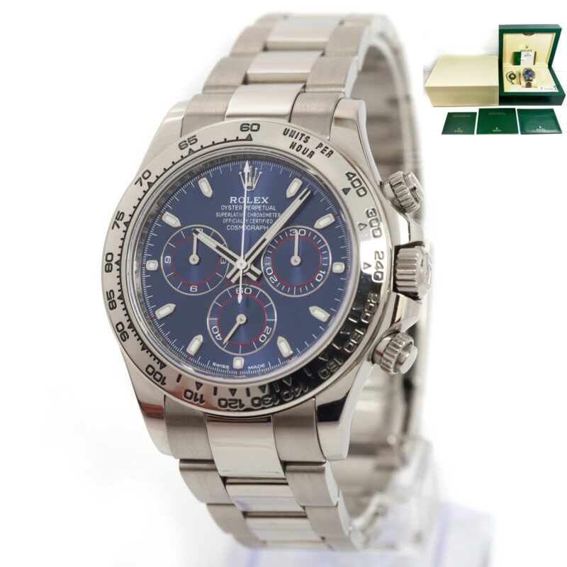 2019 Rolex Daytona 116509 40MM Blue Dial 18K White Gold Box Papers
