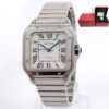 Cartier Santos De Cartier Medium WSSA0029 4075 35MM Silver Dial Box Papers