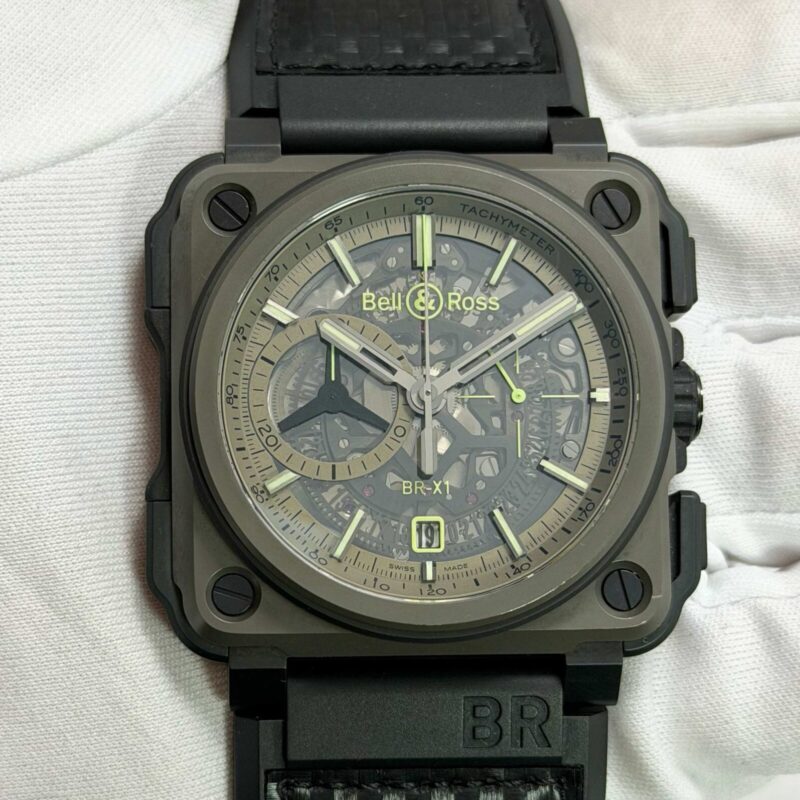 Bell & Ross Br-X1 Military BRX1-Ce-Ti-Mil 45MM Skeleton Black Ceramic Box Papers