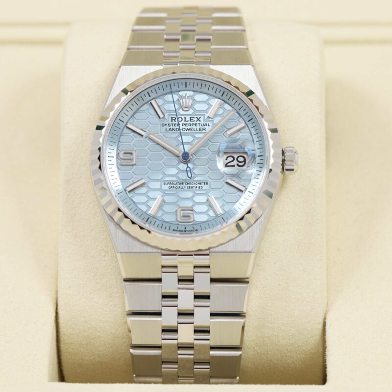 New 2025 Rolex Land-Dweller 127236 36MM Ice Blue Platinum Box Papers