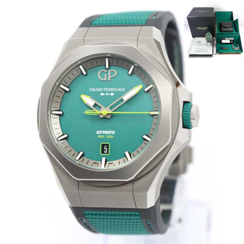 Girard Perregaux Laureato Absolute Aston Martin F1 81070 44MM Titanium watch with box and papers.